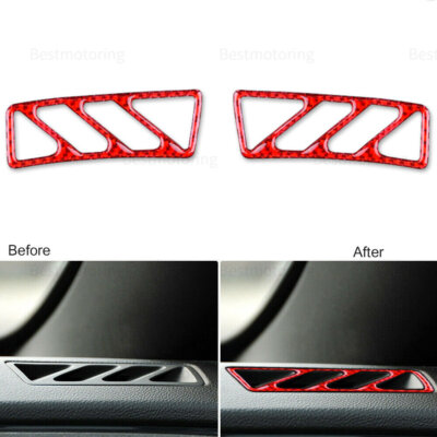 2Pcs For Chevrolet Camaro 2010-2015 Red Carbon Fiber Dashboard Air Vent Cover