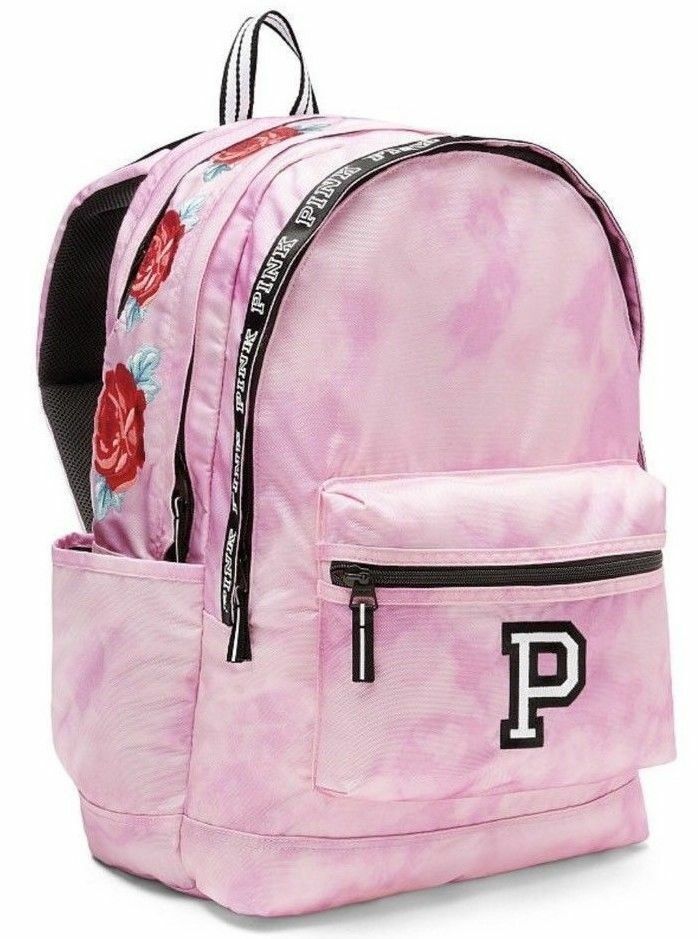 Mochila Victoria’s Secret PINK CAMPUS - Color Gris Jaspeado/Rosa - Poliéster - Nueva Con Etiquetas