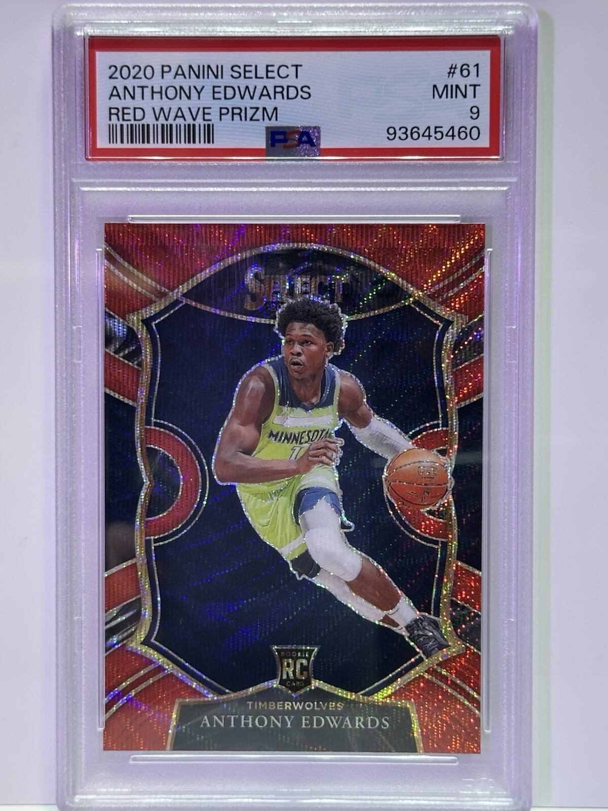 2020 Panini NBA Select Anthony Edwards Red Wave Prizm #61