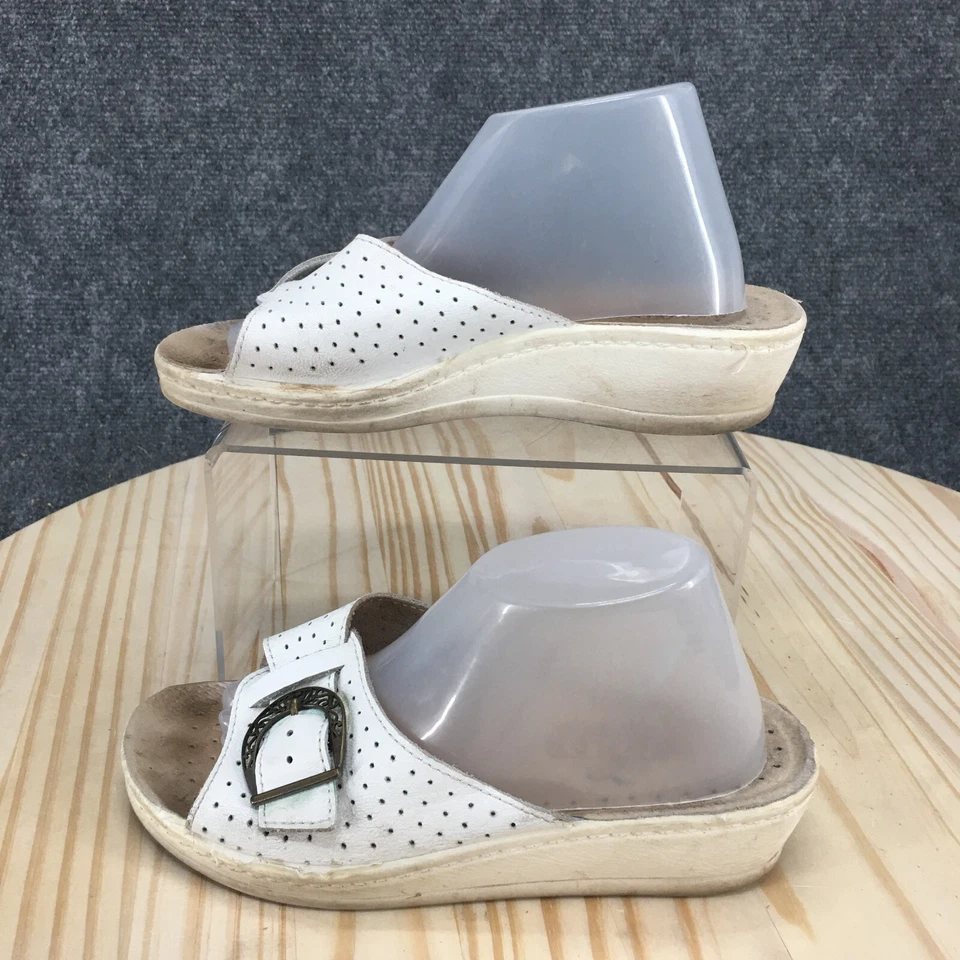 Sandalias Fly Flot para mujer 35 informales sin cordones hebilla cuña deslizable cuero blanco Italia Foto 2 de 4