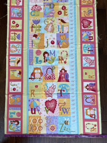 Benartex Curiosities by Nancy Halverson - Panel Girl Kid Alphabet Fabric - Picture 3 of 4