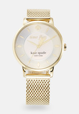 Image of kate spade metro three-hand gold-tone stainless steel mesh watch KSW1789