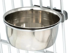 800121 Stainless Steel 10 oz Cage Coop Clamp Bolt Cup Bird Dog Food Water Bowl
