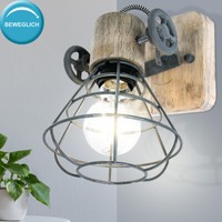 Vintage Wand Spot KäFig Design Grau Schlaf Zimmer Holz Lese Lampe Verstellbar
