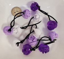 purple rose hair ball ELASTIC hair Scrunchie tie bead girl Ball Ponytail Holder