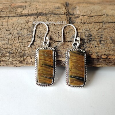 Tiger's Eye Gemstone Earring 925 Sterling Silver Unique Style Earring PG6013