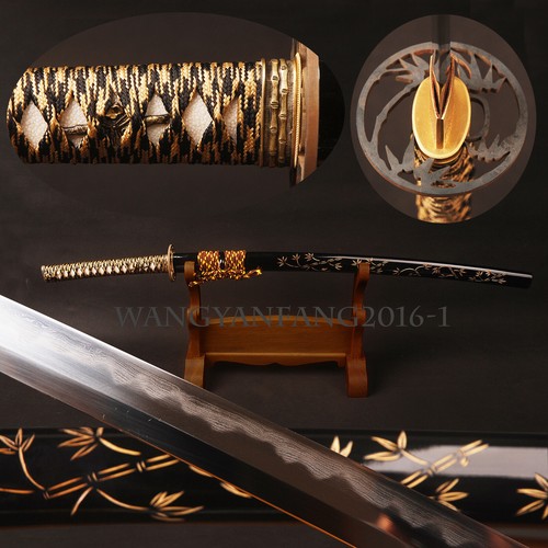 Clay Tempered Folded T10 Steel Full Tang Japanese Samurai Katana Sharp Sword - Foto 1 di 12