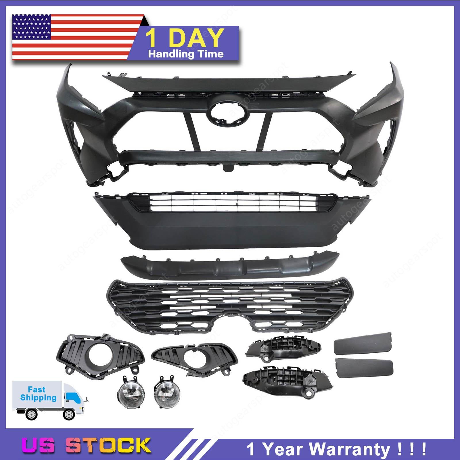 Front Bumper Cover Grille Kit with Fog Lights For 2019-2024 Toyota RAV4