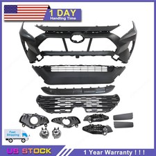 Front Bumper Cover Grille Kit with Fog Lights For 2019-2024 Toyota RAV4