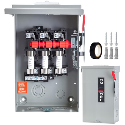 60 Amp Disconnect Switch 3 Pole 110/240V, Fused Safety Switch, Indoor&Outdoor, N