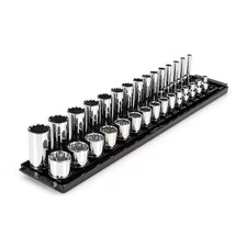 Tekton Shd91210 3/8 Inch Drive 12-Point Socket Set With Rails And Tray,