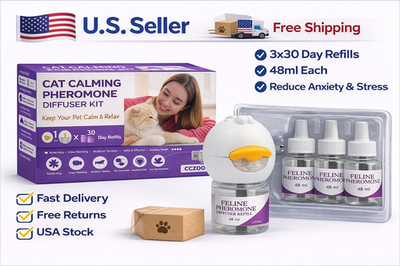 #ad Cat Calming Pheromone Diffuser Kit 90 Day Refill 48ml Anti Anxiety Stress relief $14.99