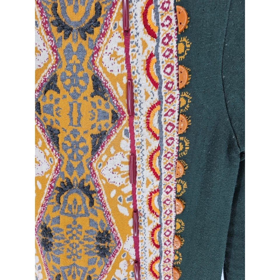 Anthropologie Knitted & Knotted Beaded Lanka Boho Sweater Dress Sz S Green Knit - Image 2 of 4