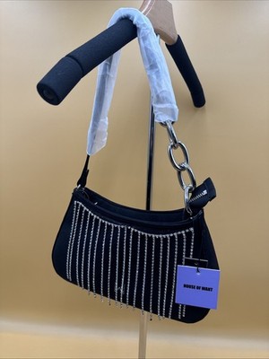 NWT! House Of Want Newbie Faux Shearling Shoulder Bag Jewel Fringe W/ Dust Bag