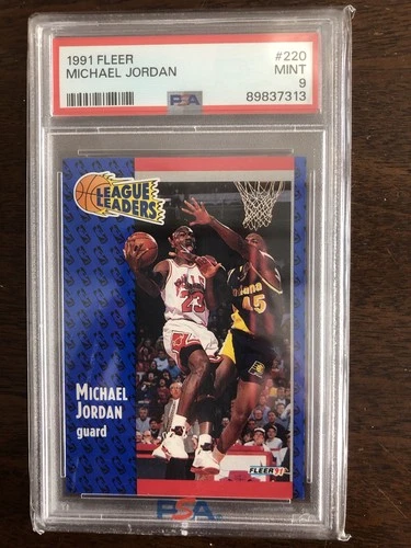 1991-92 Fleer - League Leaders Michael Jordan #220 PSA 9 GOAT Bulls MJ MVP