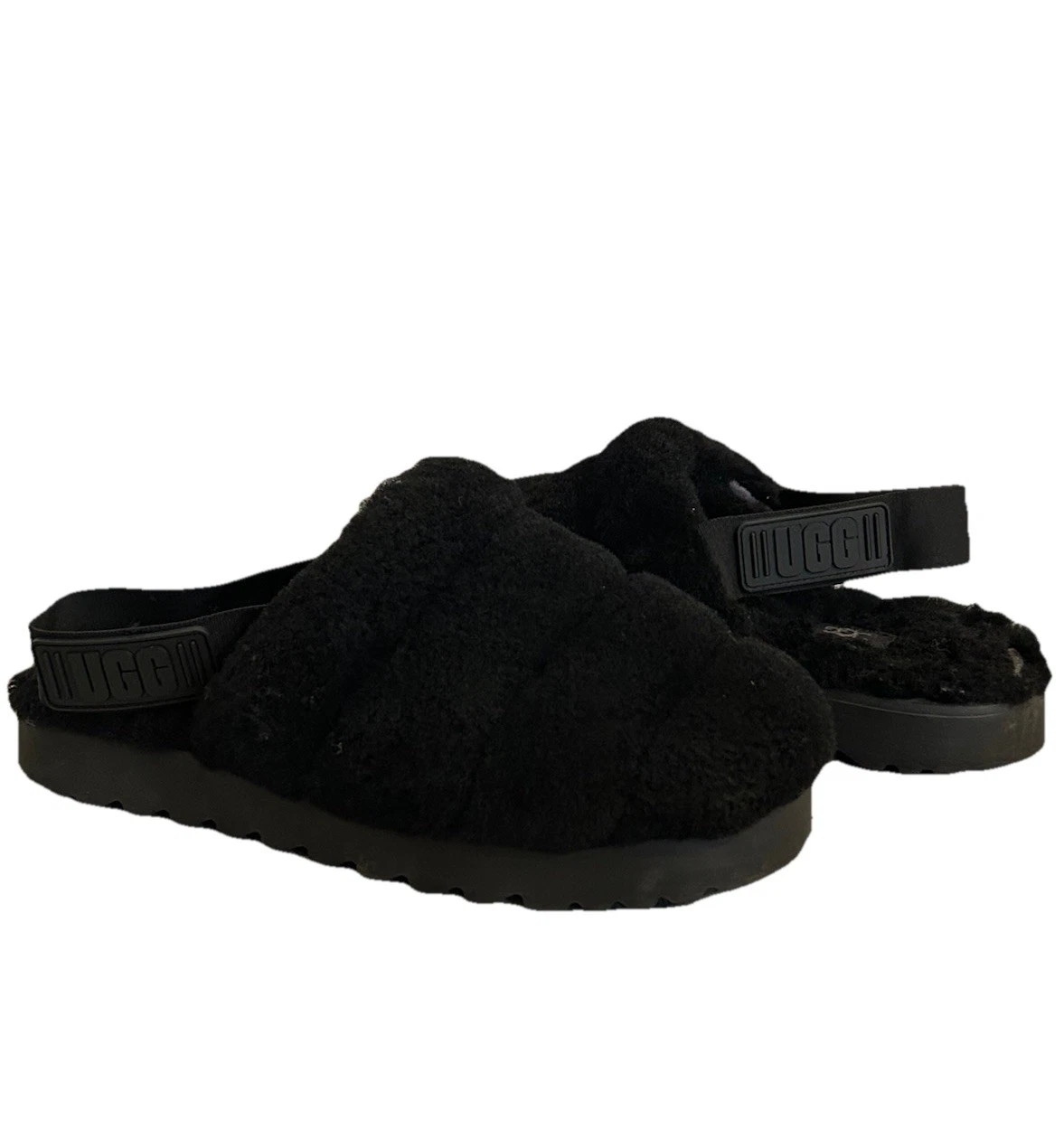 UGG Super Fluff Sling Back Ciabatta Punta Chiusa Mule Nero Donna Taglia 8