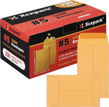 Xxcxpark 200PCS 5 Coin Envelopes 3.125X5.5 Inches Brown Kraft Envelopes Classic