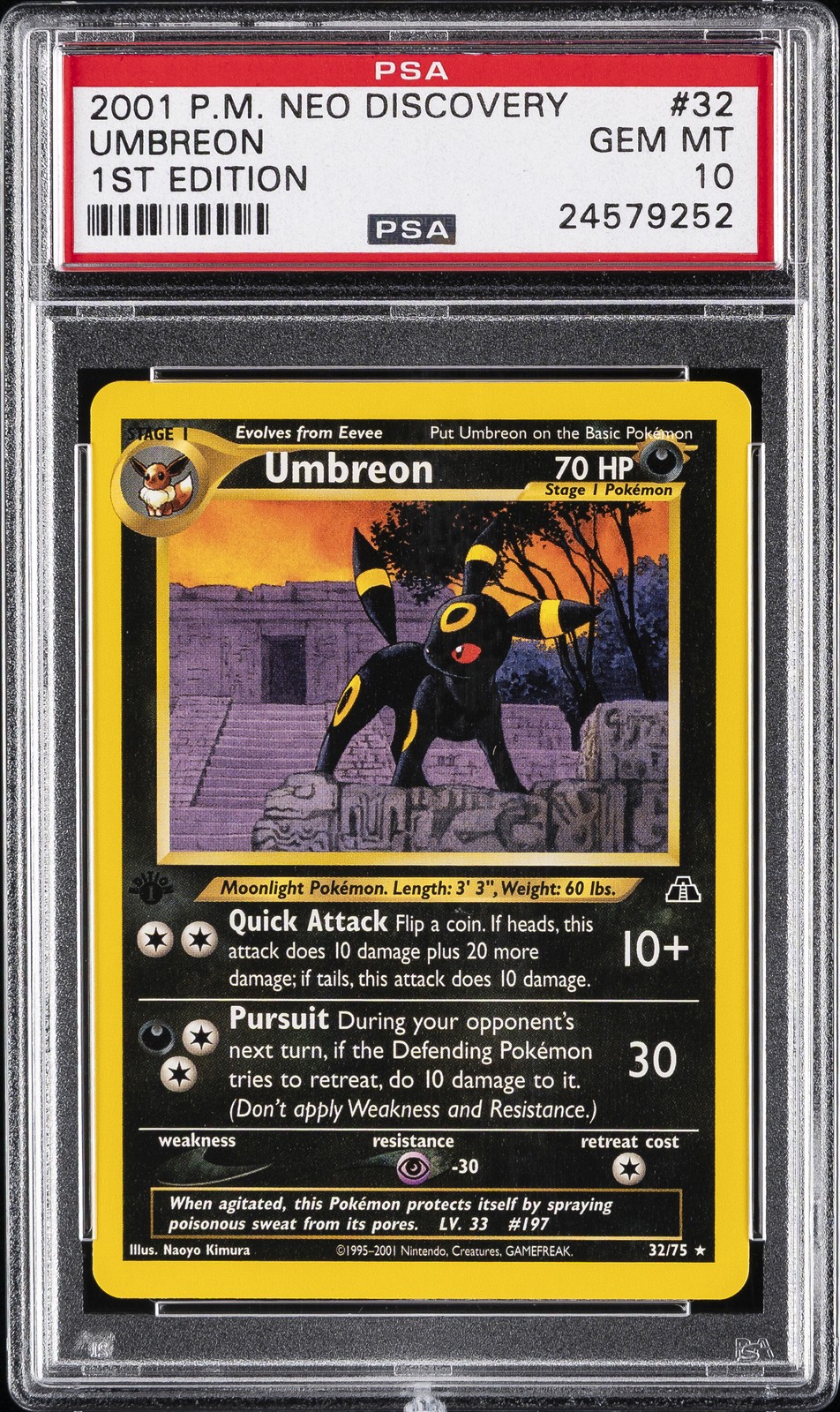 2001 POKEMON NEO DISCOVERY 1ST EDITION #32 UMBREON PSA 10