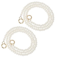 2Pcs Imitation Pearl Purse Strap, 47" Handbag Chain with Spring Clasp, 10mm