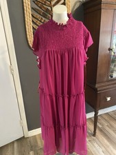 Maison Tara Smocked Tiered Dress Pink  Sz 20w $128