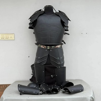 Medieval Black Undead Knight Armor Suit: Half Body Cuirass, Tassets Pauldrons