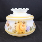 Vintage Floral GWTW Hurricane Lamp Shade Hurricane Milk Glass
