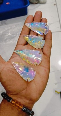 Opalite Angel Aura Quartz Arrowhead 2 Inch Hand Carved Gemstone Point Decor