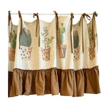 Tie Top Kitchen Valance Short Curtain With Cactuses Pattern Multiple Sizes