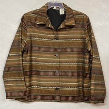 VTG White Stag Jacket Women's L 12/14 Boho Tribal Aztec Eclectic Brown Button Up