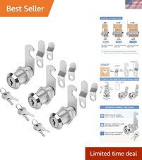 Cabinet Locks with Keys, 1-1/8" Cam Locks Keyed Alike, Quality Cabinet Cam Lo...