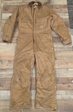 Vtg 1998 Brown Carharrt Coveralls Corduroy Collar Sz 44 Great Shape Insulated