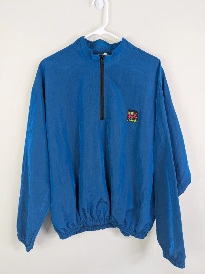 Vintage Surf Style Windbreaker Jacket Adult One Size Blue Port Of Orillia Casual - Image 2 of 4