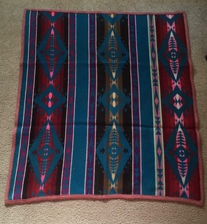 Vintage Beaver State Pendleton Wool Blanket 40x34 BRIGHT Colors