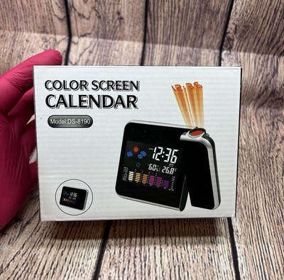 Kalender Wecker Projektor mit Temperatur Luftfeuchtigkeit Anzeige Wetterstation