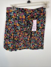 Women's Faux Wrap Mini Skirt Wild Fable Black Multi Color Floral XS NWT