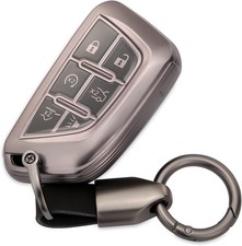 for Cadillac Key Fob Cover with Keychain TPU Case Accessories Grey