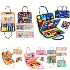 Montessori Busy Board Sensory Educational Travel Toy Preschool Fine Motor Skills