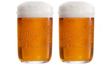 2x Lagunitas Schooner Mason Jar Beer Glass 2/3 Pint 16oz Embossed New CE M21