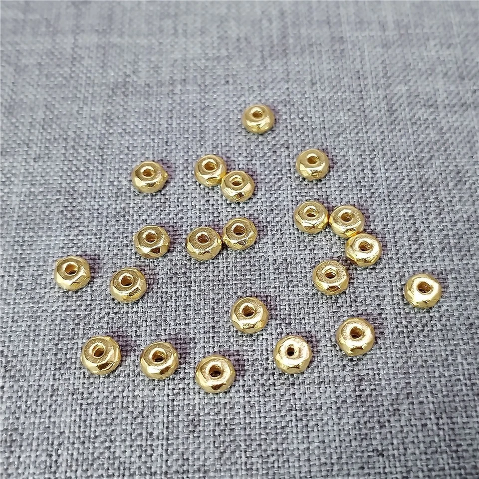 20 piezas de cuentas facetadas de plata de ley 925 con espaciador de pulsera chapado en oro de 3,5 mm Foto 3 de 3