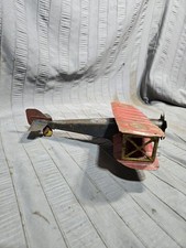 GIRARD Air Tin Toys. Red Blue Wind-Up Airplane - 1920s Biplane Parts Project