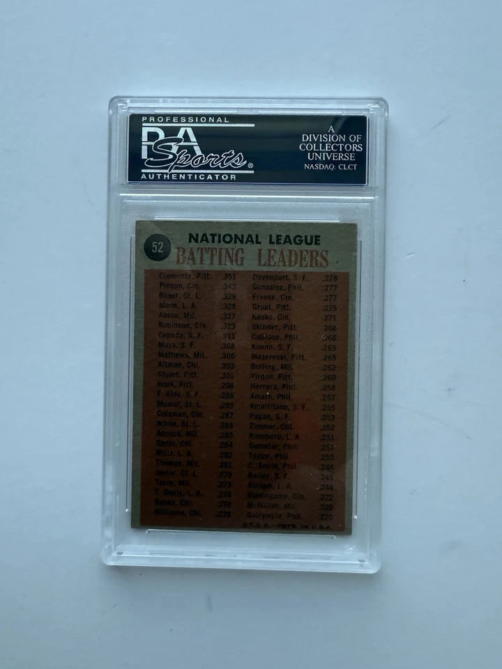 1962 Topps NL Batting Leaders PSA 6 EX-MT Clemente Foto 2 de 2
