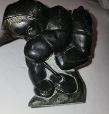 Vintage Signed Inuit Soapstone Eskimo Sculpture 5-101907 C 19 19 / C19 79 Canada