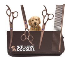 Dog Grooming Scissors Kit - Best Tools for Goldendoodles  Bronze, Bronze