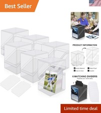 Clear Card Storage Box Set of 6 - Holds 100 Sleeved Cards with Dividers