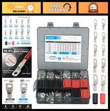 Thick Copper lugs Electric Wire Lugs AWG2 4 6 8 10 12Gauge 80Pcs Tinned Heavy Du