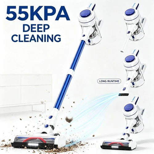 Cordless Vacuum Cleaner 55Kpa Suction Rechargeable 60min 1.5L Stick Lightweight deal from eBay