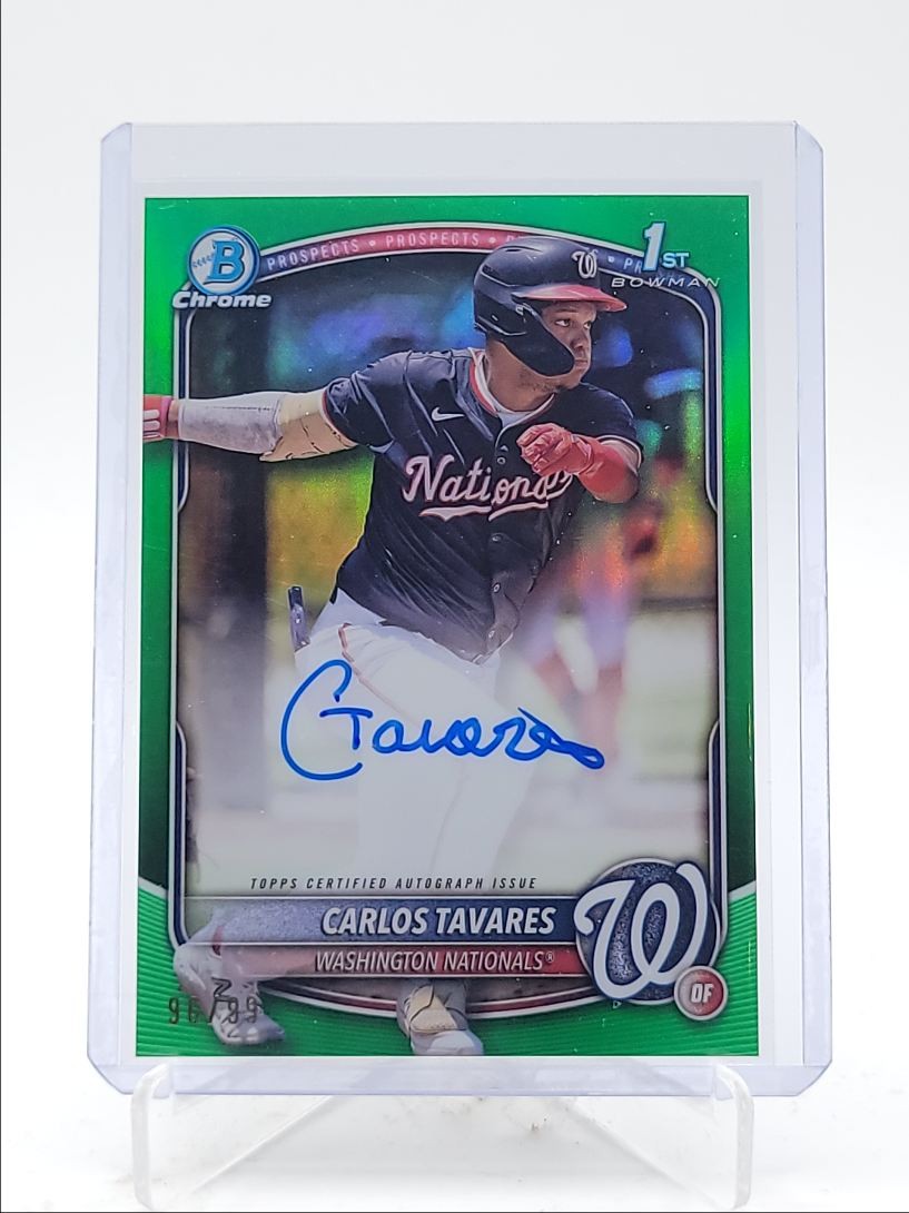 CARLOS TAVARES 2025 BOWMAN CHROME 1ST GREEN REFRACTOR AUTO /99 Q4115