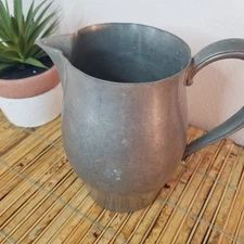Vintage Pewter Pitcher Rustic Vase Pewterware 7" Tall with Handle