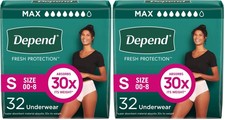 64 Count Depend Incontinence Underwear, Women, Small  Maximum Protection 