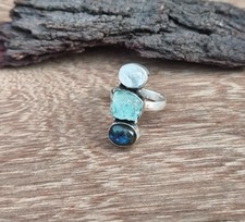 Awesome Multi Stone Gemstone Ring 925 Sterling Silver Designer Gift Ring PG8928